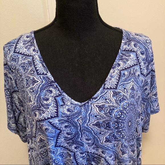 Green Envelope Los Angeles Blue Floral Plus Size 1X - Picture 2 of 7